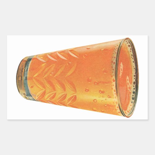 Vintage Beverages Glass of Orange Juice Breakfast Rectangular Sticker