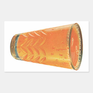 Vintage Beverages, Glass of Orange Juice Breakfast Rectangular Sticker