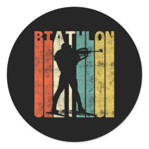Vintage Biathlon Retro Biathlete  Classic Round Sticker