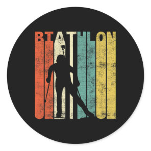 Vintage Biathlon Retro Biathlete Gift  Classic Round Sticker