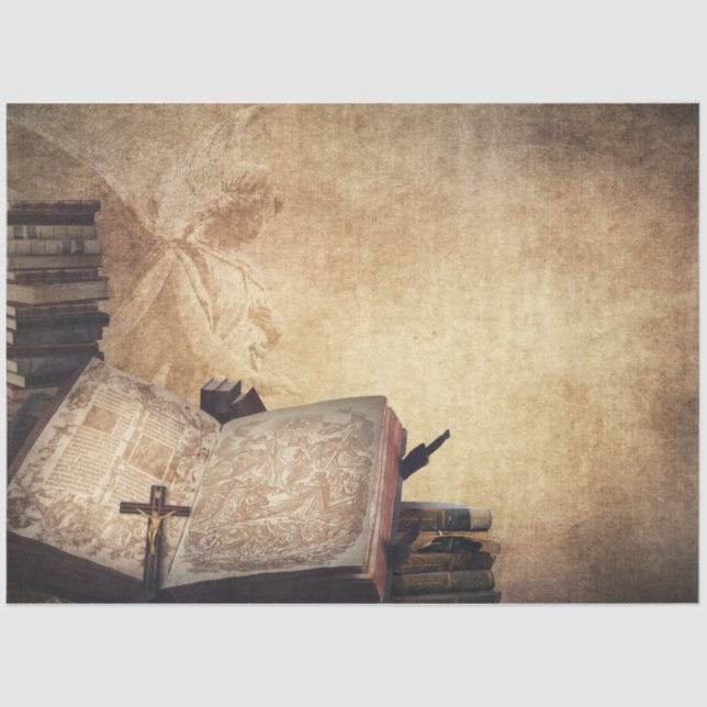 Vintage Bible Background Decoupage 20x30 Tissue Paper (Front)