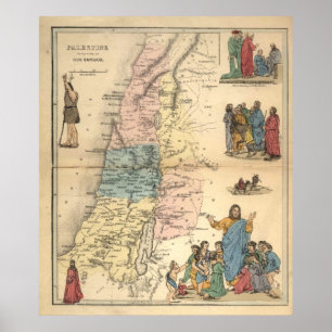 Vintage Bible maps 1856 palestine Value Poster