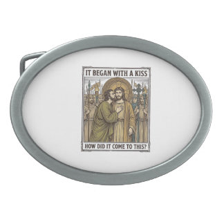 Vintage Biblical Betrayal Kiss Belt Buckle