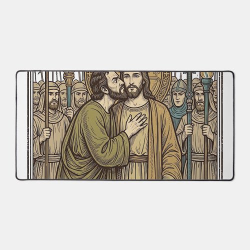 Vintage Biblical Betrayal Kiss Desk Mat