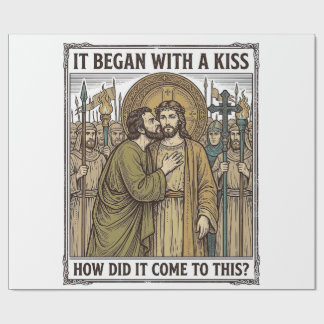 Vintage Biblical Betrayal Kiss Wrapping Paper