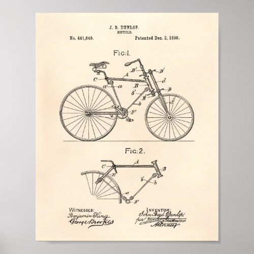 Vintage Bicycle 1890 Patent Art  _ Old Peper Poster
