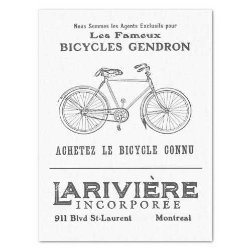 Vintage Bicycle Ad French Text Montreal Decoupage  Tissue Paper