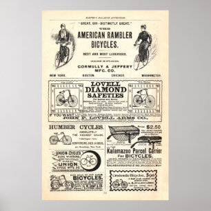 Vintage Bicycle Ads from 1892 Poster