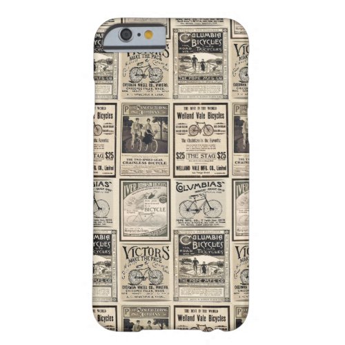 Vintage Bicycle Advertising Collage in Sepia Tones Barely There iPhone 6 Case