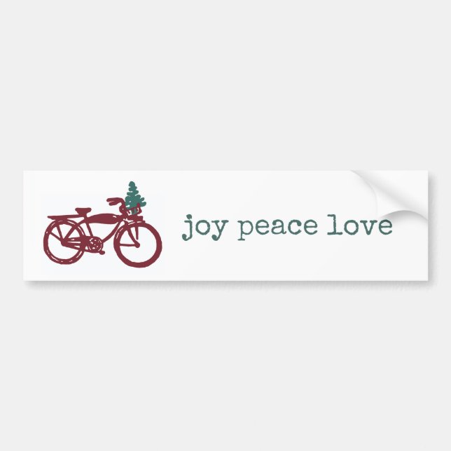 Vintage bicycle and Christmas tree design Bumper Sticker (Front)
