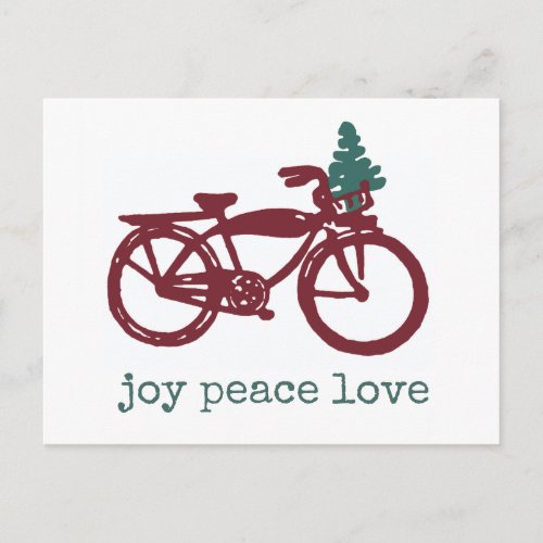 Vintage bicycle and Christmas tree design Postcard