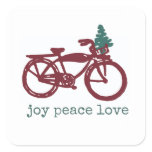 Vintage bicycle and Christmas tree design Square Sticker