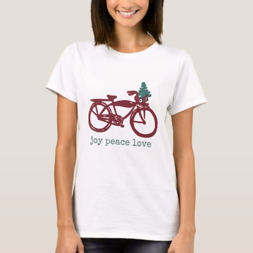 Vintage bicycle and Christmas tree design T_Shirt