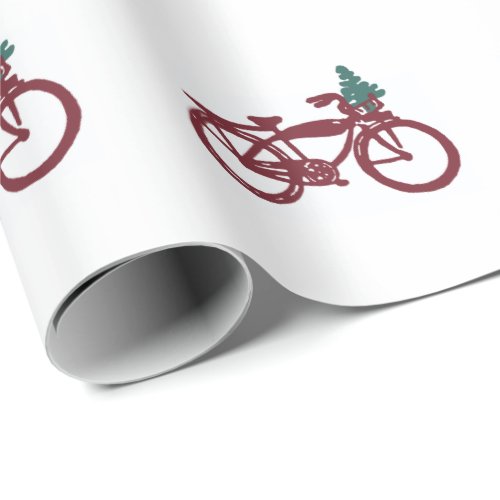 Vintage bicycle and Christmas tree design Wrapping Paper