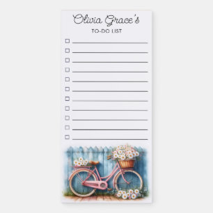 Vintage Bicycle and Daisies Personal To Do List Magnetic Notepad