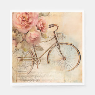 Vintage Bicycle and Florals for Decoupage/Parties Napkins