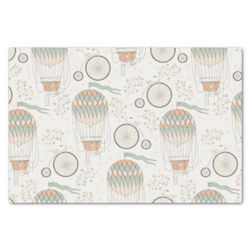 Vintage Bicycle and Hot Air Balloon Pattern Tissue Paper