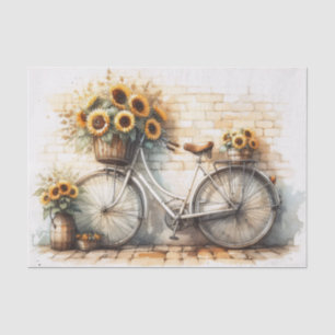 Vintage Bicycle and Watercolor Sunflower Decoupage Tissue Paper