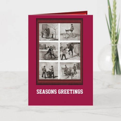 Vintage Bicycle antics Holiday Card