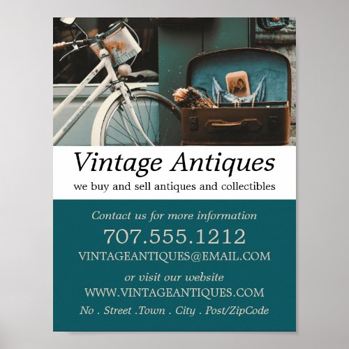 Vintage Bicycle Antique Dealer Store Poster