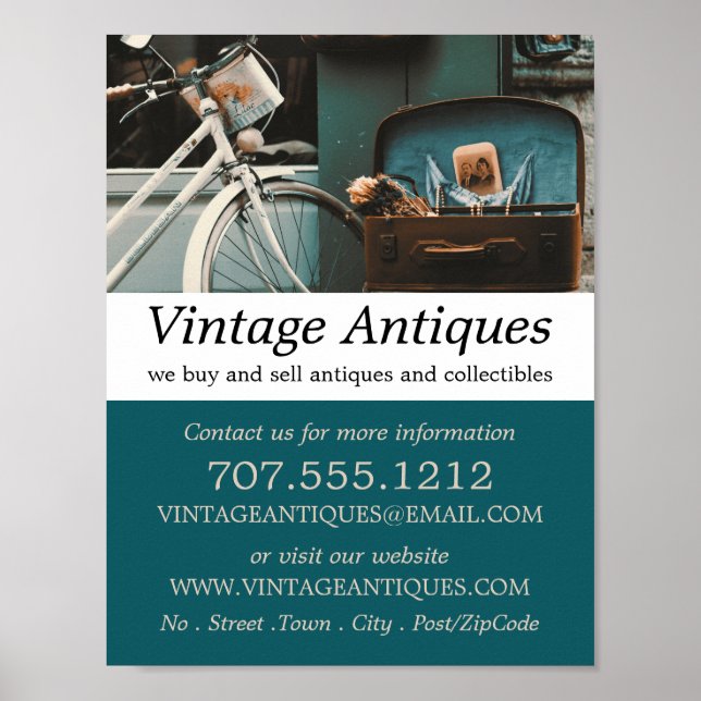 Vintage Bicycle, Antique Dealer, Store Poster (Front)