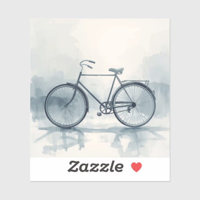 Vintage Bicycle Art in White & Blue Sticker (Sheet)