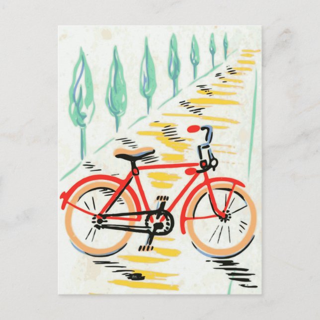Vintage Bicycle Art Postcard (Front)