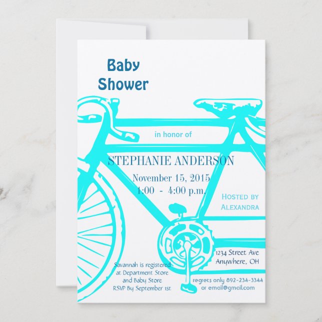 Vintage Bicycle Baby Boy Shower Invitations (Front)