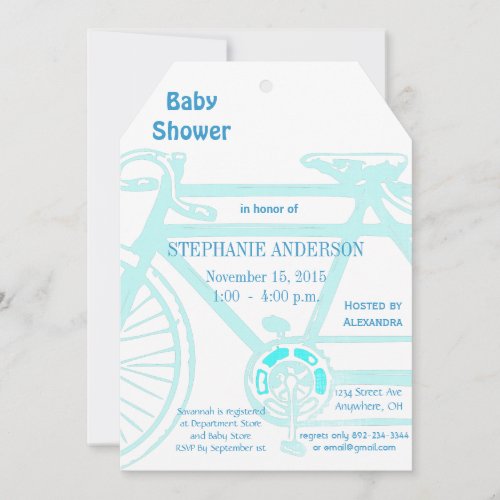 Vintage Bicycle Baby Boy Shower Invitations
