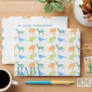 Vintage Bicycle Baby Boy Shower Invitations Envelope