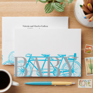 Vintage Bicycle Baby Boy Shower Invitations Envelope
