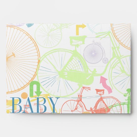 Vintage Bicycle Baby Boy Shower Invitations Envelope