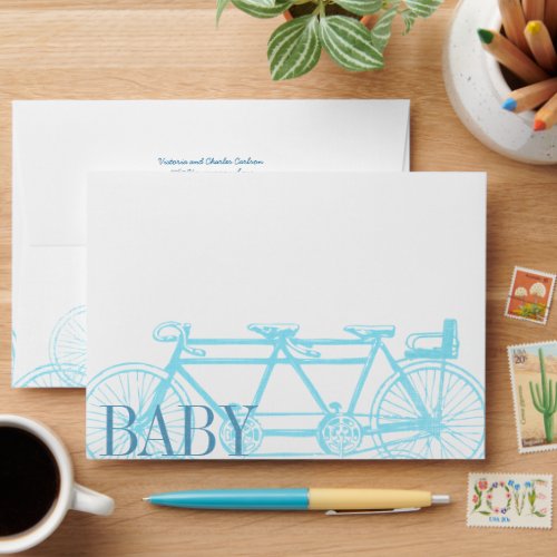 Vintage Bicycle Baby Boy Shower Invitations Envelope