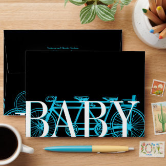 Vintage Bicycle Baby Boy Shower Invitations Envelope