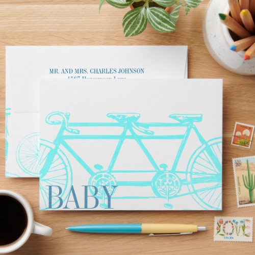 Vintage Bicycle Baby Boy Shower Invitations Envelope