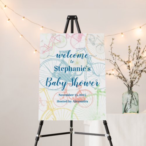 Vintage Bicycle Baby Boy Shower Welcome Foam Board