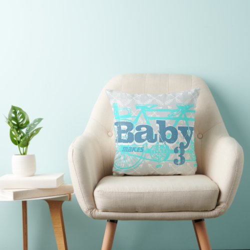 Vintage Bicycle Baby Seat Aqua Baby Boy Pillow