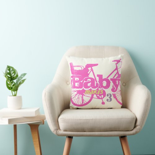 Vintage Bicycle Baby Seat Pink Girly Baby Pillow