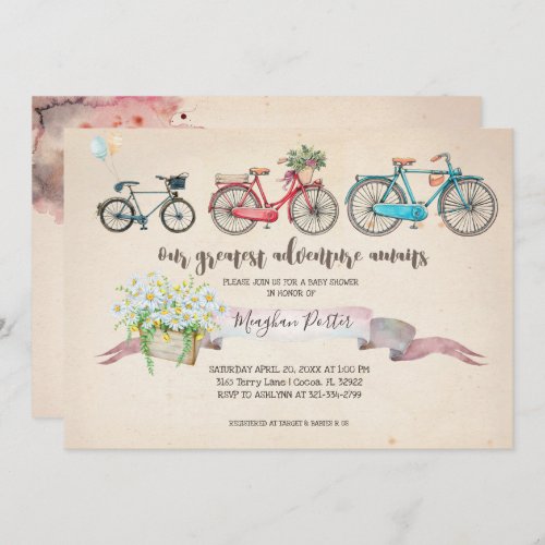 Vintage Bicycle Baby Shower Invitation