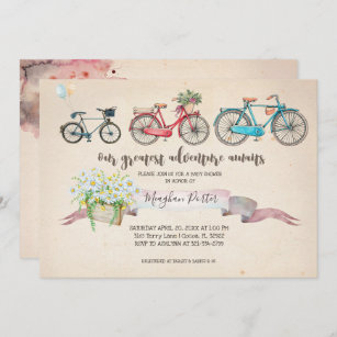 Vintage Bicycle Baby Shower Invitation