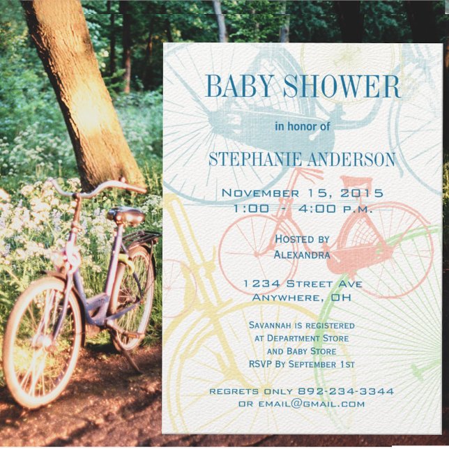 Vintage Bicycle Baby Shower Invitations (Creator Uploaded)