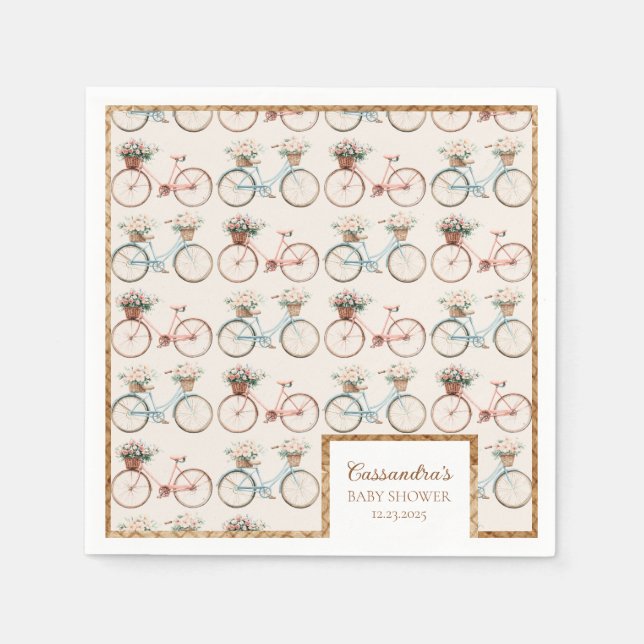 Vintage Bicycle Baby Shower  Napkins (Front)