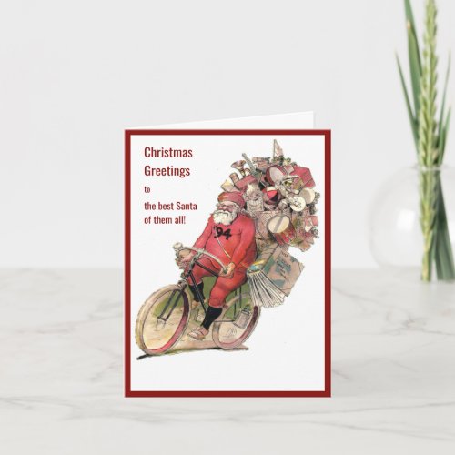 Vintage bicycle bike Christmas greeting card