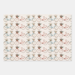 Vintage Bicycle Boho Tassel Wrapping Paper Sheets