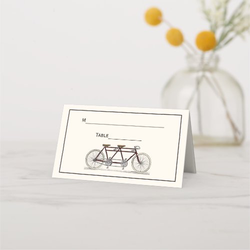 Vintage Bicycle Built For 2 Tandem Bike Red Ivory Place Card