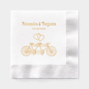 Vintage Bicycle Built For Two / Tandem Bike Couple Foil Napkins