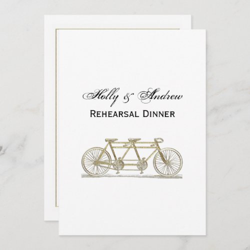 Vintage Bicycle Built For Two  Tandem Bike Gold Invitation