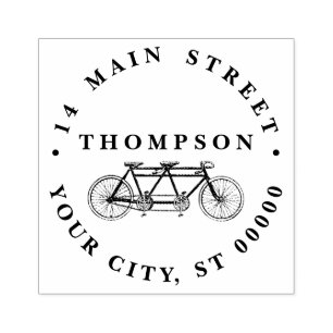 Vintage Bicycle Built For Two / Tandem Bike Rubber Stamp