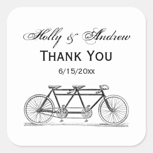 Vintage Bicycle Built For Two  Tandem Bike Square Sticker