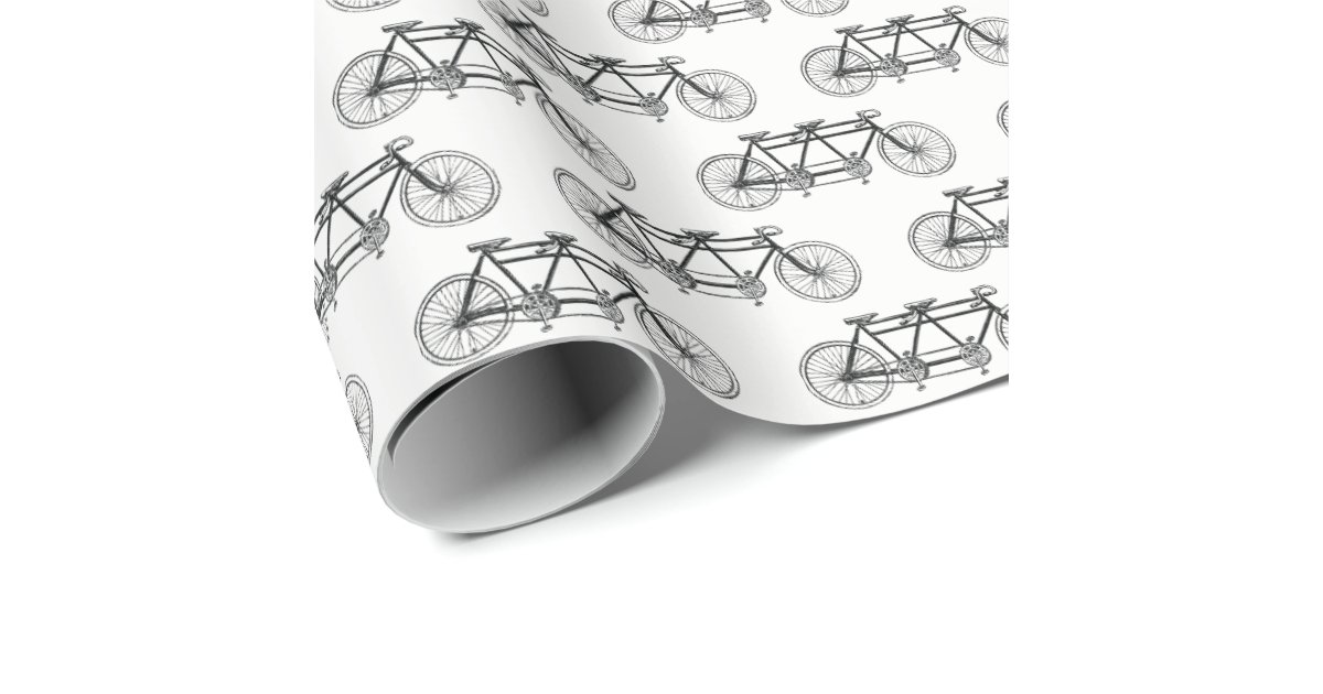 Vintage Bicycle Built For Two / Tandem Bike Wrapping Paper Zazzle